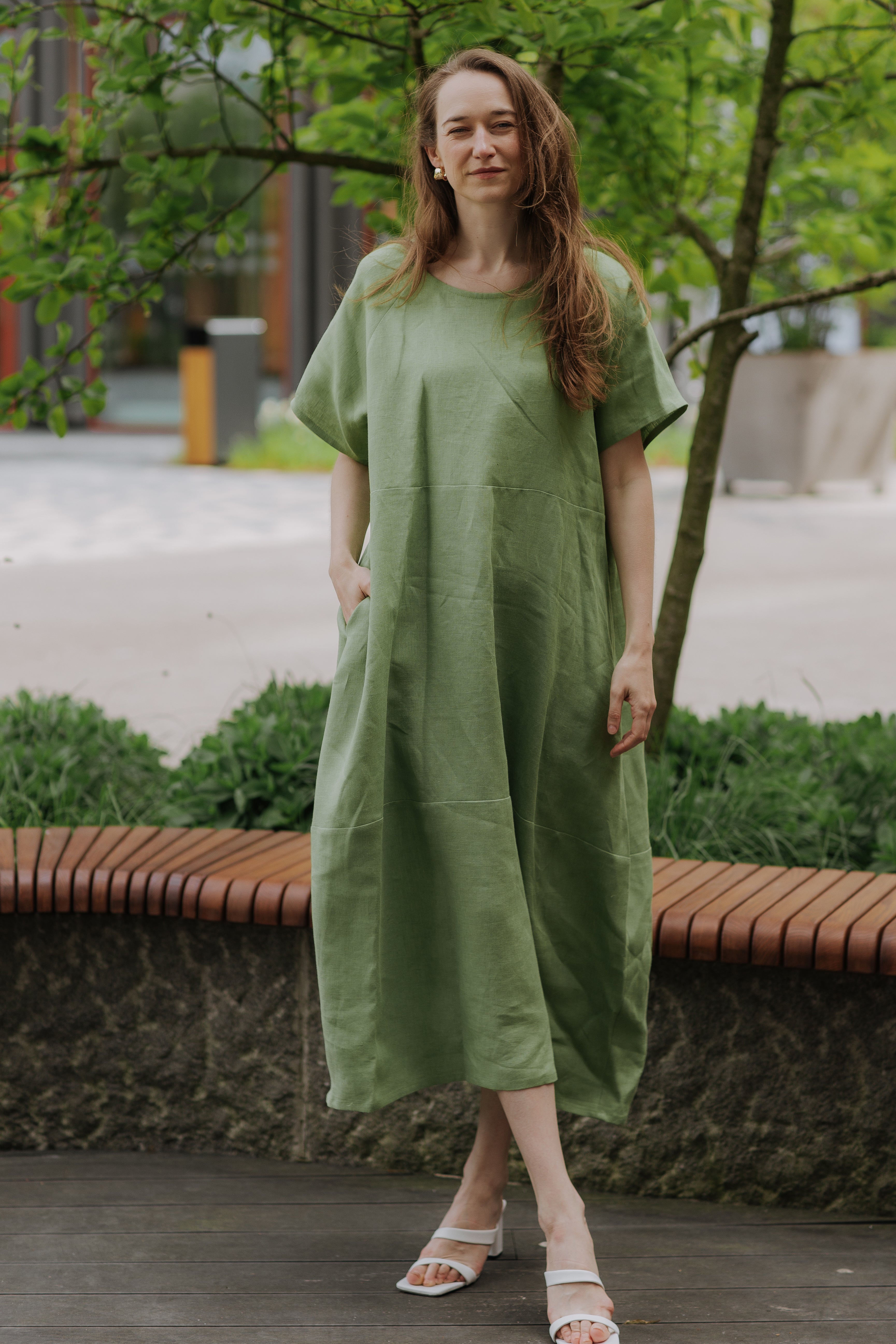 Maxi oversized linen dress