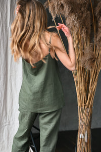Linen top with tiny straps