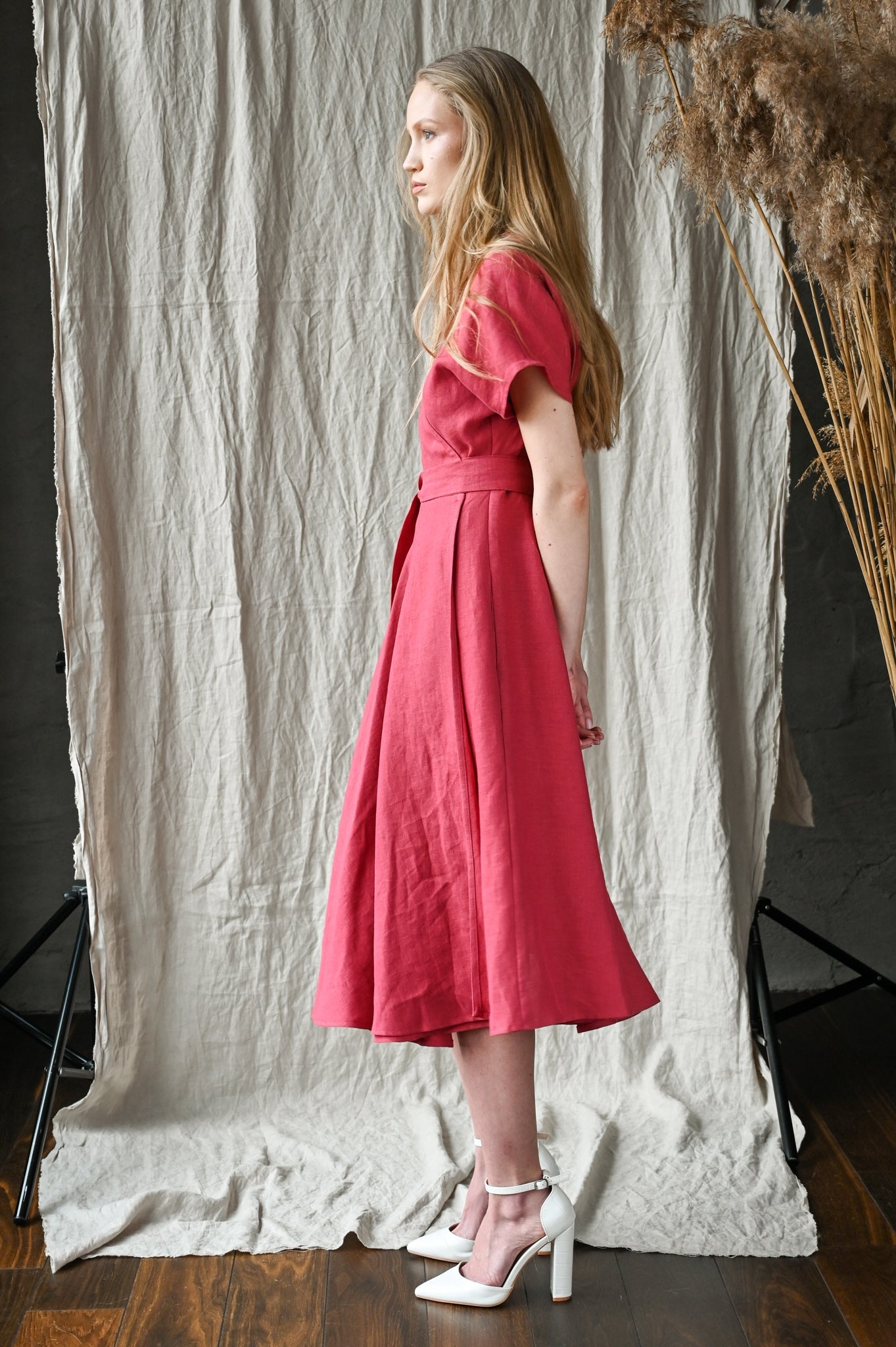 Linen boho wrapdress