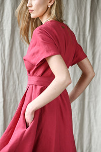 Linen boho wrapdress