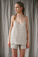 Linen top with tiny straps