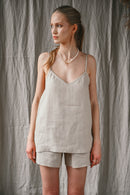 Linen top with tiny straps