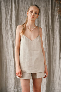 Linen top with tiny straps