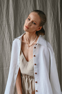 Linen top with tiny straps
