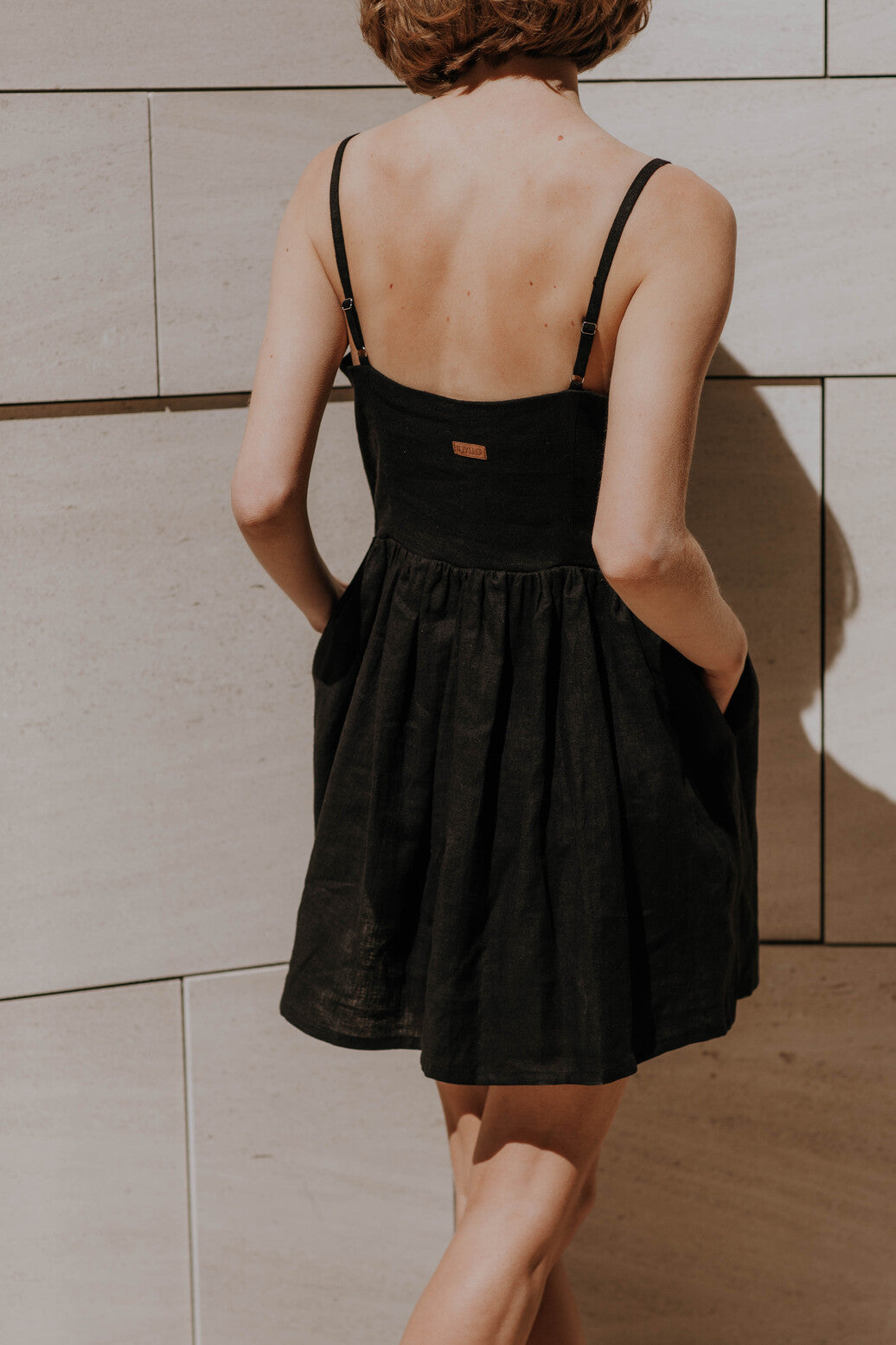 Mini linen dress with buttons