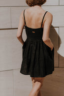 Mini linen dress with buttons