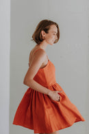 Mini linen dress with buttons